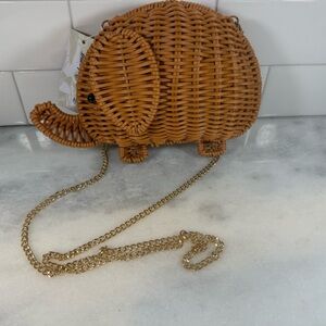 NWT Tommy Bahama Elephant Crossbody Bag  clutch Wicker Rattan Straw Woven